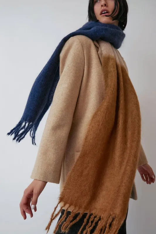 Exquisite J Mohair Scarf in Tan and Blue sold by No. 6