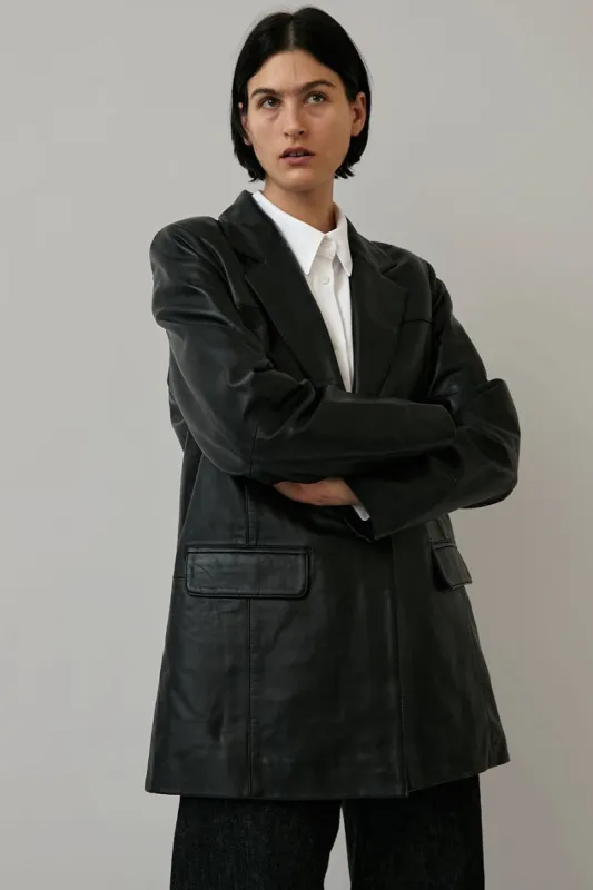 Deadwood Brooke Leather Blazer in Black made by No. 6