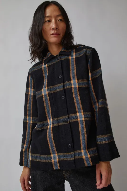 NYMANE Suzie Workshirt in Black and Blue sold by No. 6