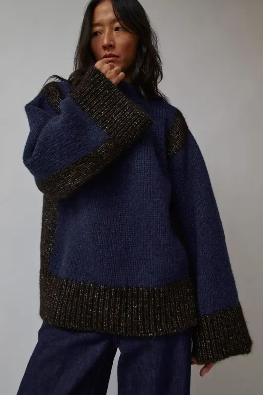 NYMANE Together Sweater in Indigo and Black made by No. 6