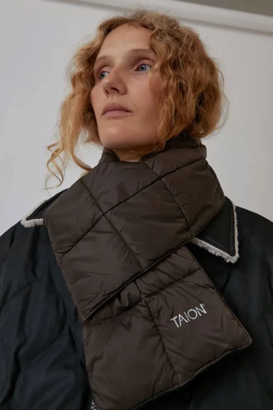 TAION Basic Down Scarf in Dark Brown sold by No. 6