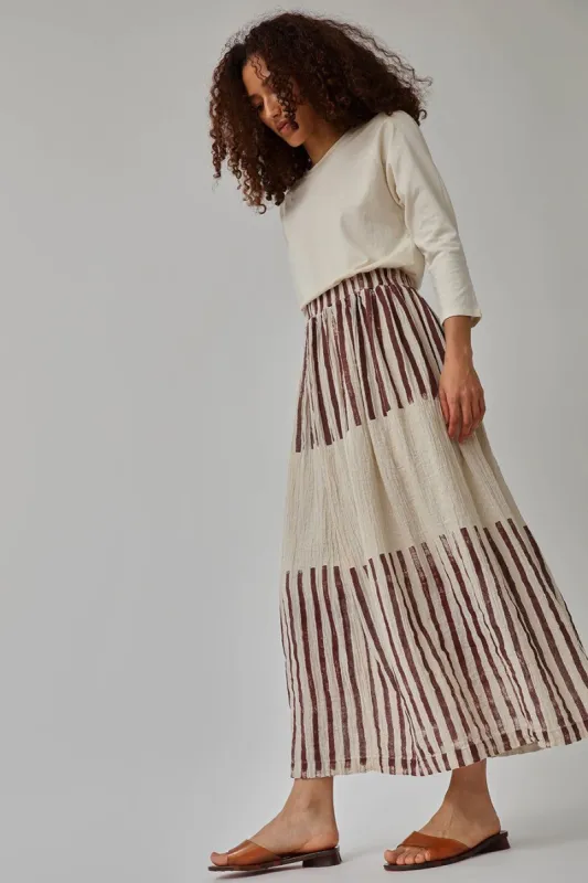 Black Crane Double Layered Skirt in Stripe Print made by No. 6