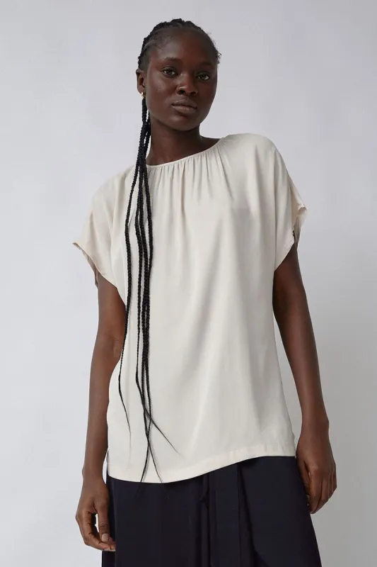 Ninety Percent Amor Grown On Sleeve Top in Tahini made by No. 6