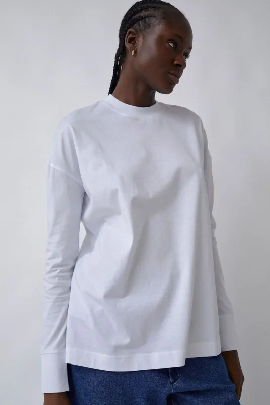 Ninety Percent Camilo Long Sleeve Top in White made by No. 6