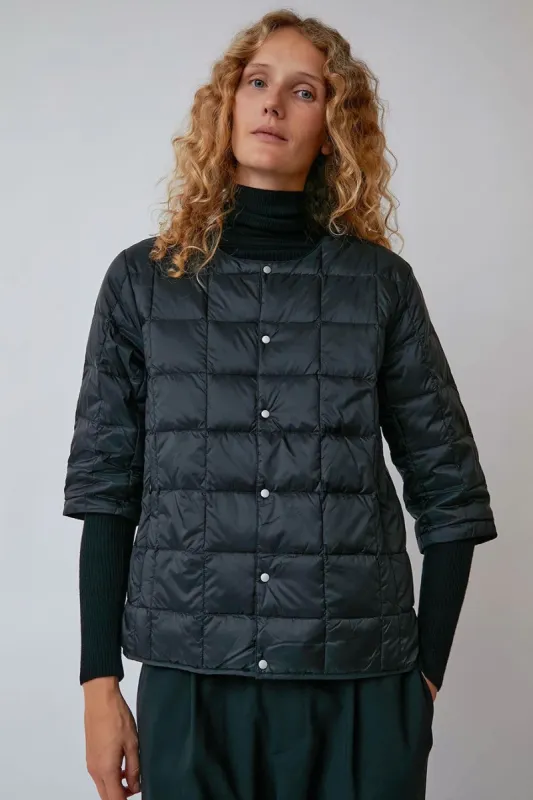 TAION City Crew Neck 3/4 Sleeve Jacket in Black made by No. 6