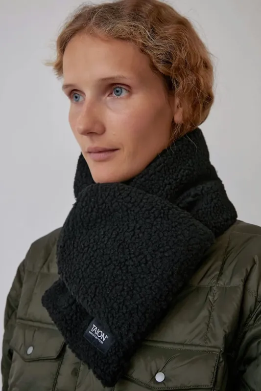 TAION Reversible Mountain Down x BOA Scarf in Black and Black sold by No. 6