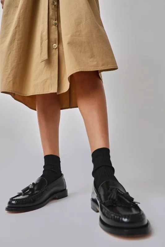 Maria La Rosa Organic Cotton Ribbed Ankle Socks in Nero sold by No. 6