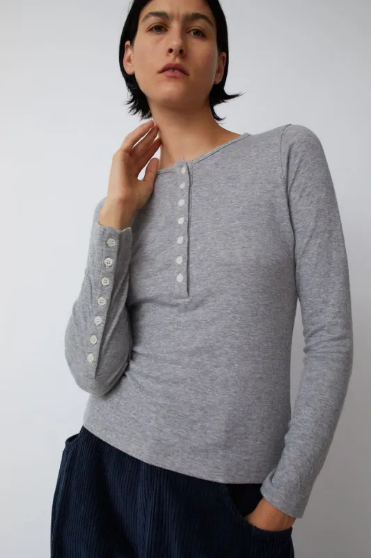 Emma Rothkopf Multi Button Henley Tee in Heather Grey made by No. 6