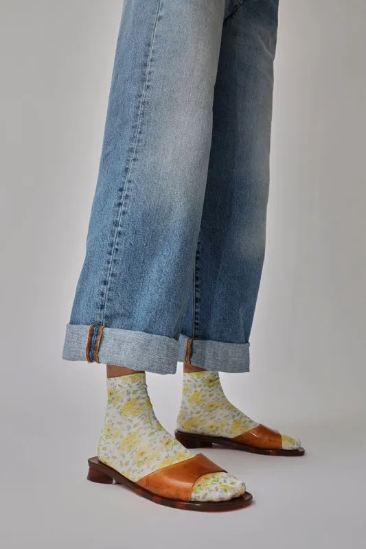 Maria La Rosa Spring Socks in Yellow Flowers sold by No. 6