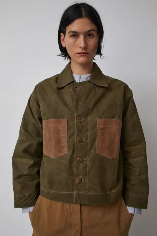 Emma Rothkopf Pine Jacket in Olive and Sienna Brown sold by No. 6