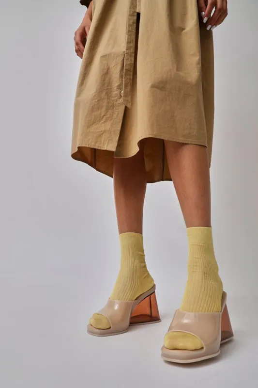 Maria La Rosa Silk Ribbed Ankle Socks in Paglia sold by No. 6