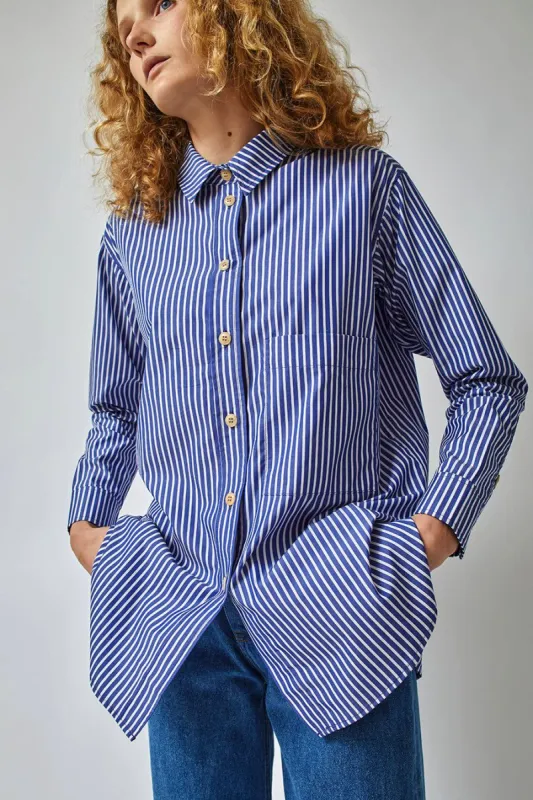 Girls of Dust Maxi Shirt in Blue and White Stripe made by No. 6