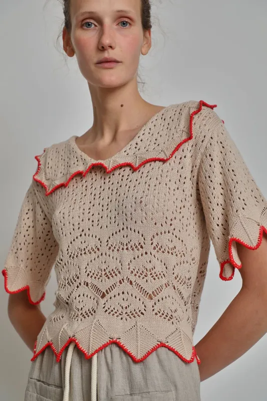 Atelier Delphine Ellery Shirt in Beige and Red sold by No. 6