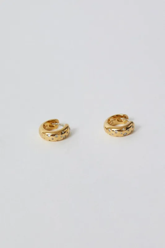 Numbering Volume One Touch Earring with CZ Small in Gold made by No. 6