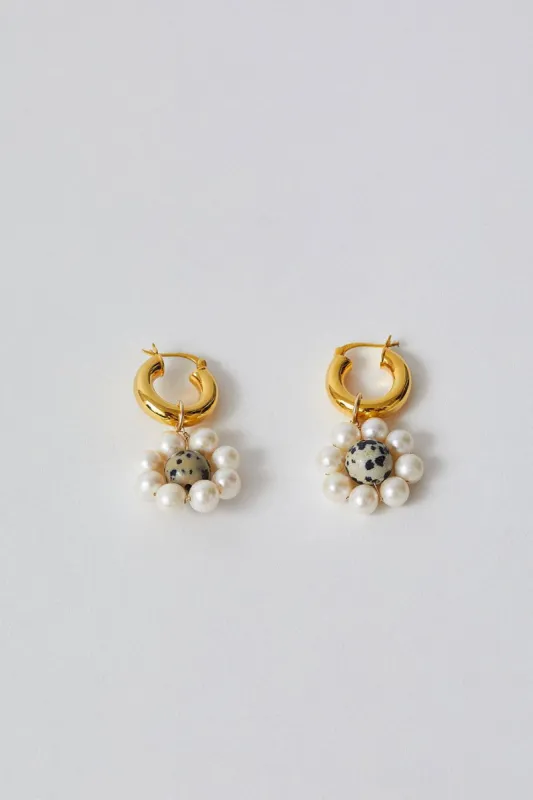 Atelier Labro Diciasette Earrings in Freshwater Pearl and Dalmatian sold by No. 6