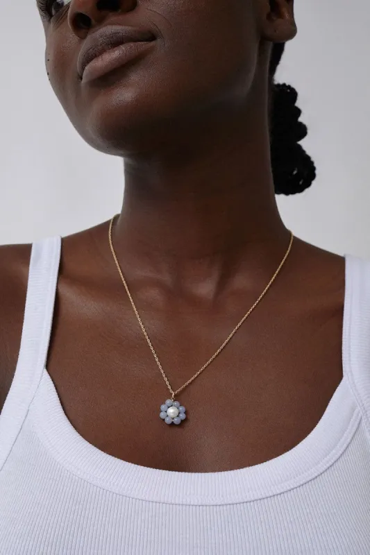 Atelier Labro Diciotto Necklace in Freshwater Pearl and Angelite sold by No. 6