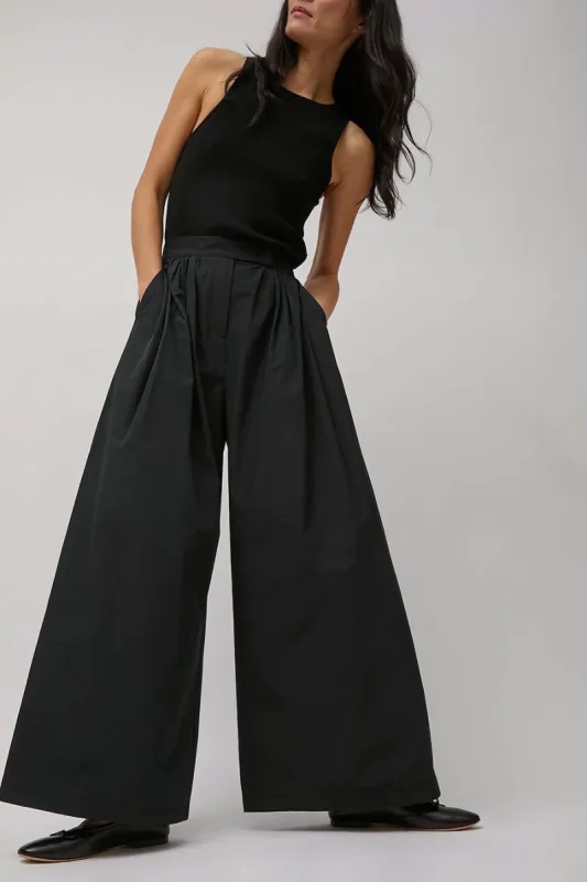 【BAON】Kyoses Shirring Nylon Banding Wide Pants AMOMENTO Shirring Banding Pants - Black | Garmentory