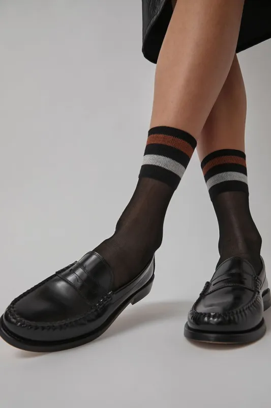 Maria La Rosa Crystal Sheer Socks in Black made by No. 6