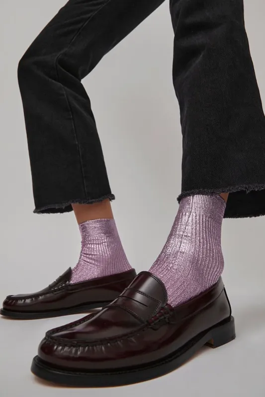 Maria La Rosa Laminated Ribbed Socks in Lilla sold by No. 6