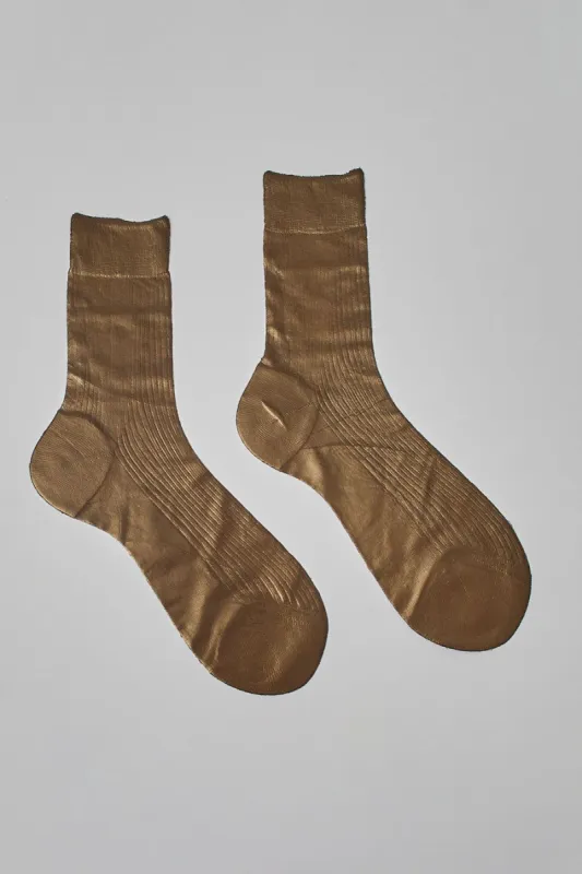 Maria La Rosa Laminated Ribbed Socks in Bosco sold by No. 6