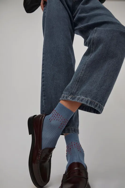 Maria La Rosa Curly Stitch Socks in Blu Reale made by No. 6