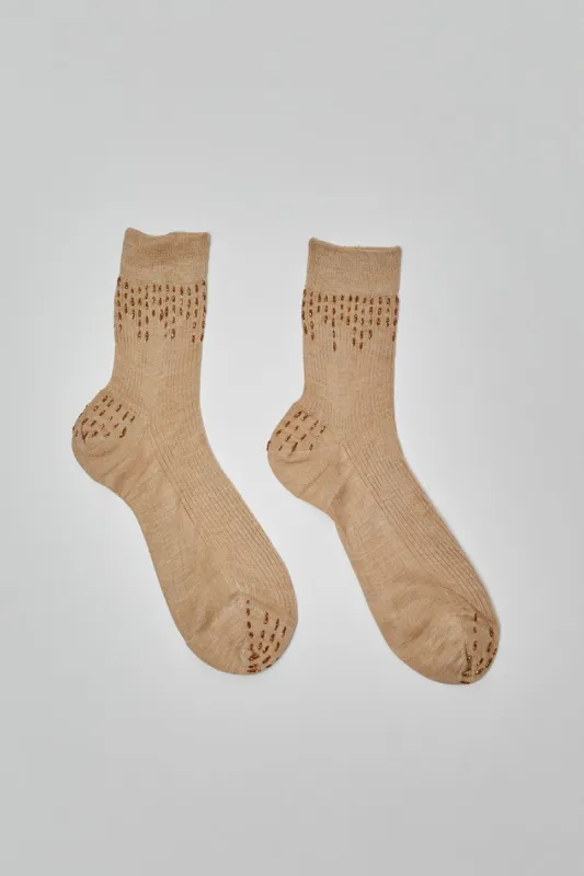 Maria La Rosa Curly Stitch Socks in Oro Melange sold by No. 6