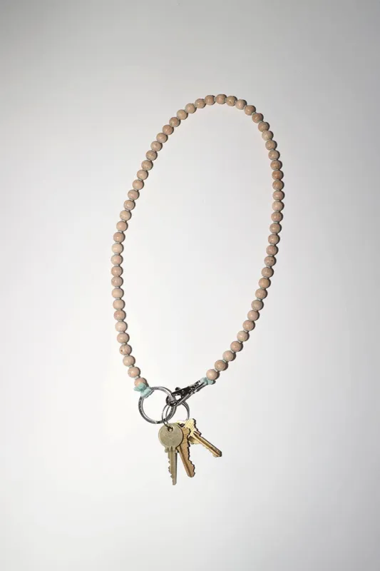Ina Seifart Perlen Long Keyholder in Natural with Sage Thread made by No. 6