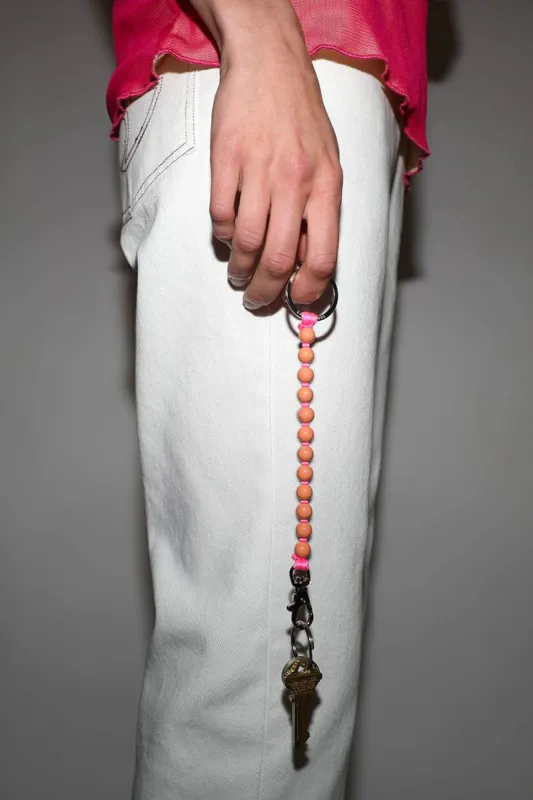 Ina Seifart Perlen Short Keyholder in Peach with Pink Thread made by No. 6