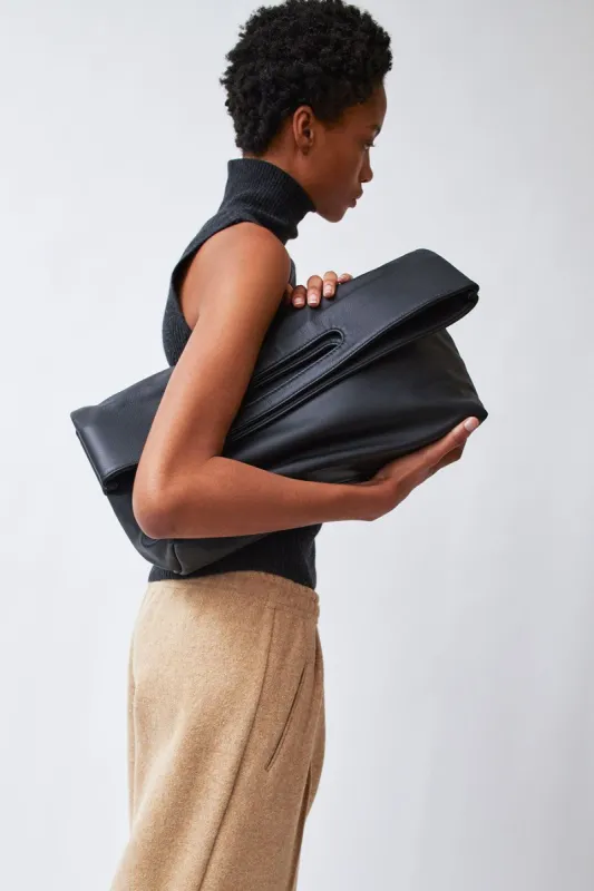 Modern Weaving Slouch Fold Over Bag in Black sold by No. 6