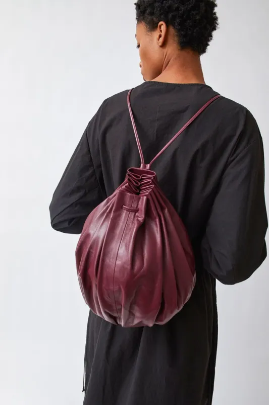 Modern Weaving Pleated Balloon Bag in Burgundy sold by No. 6