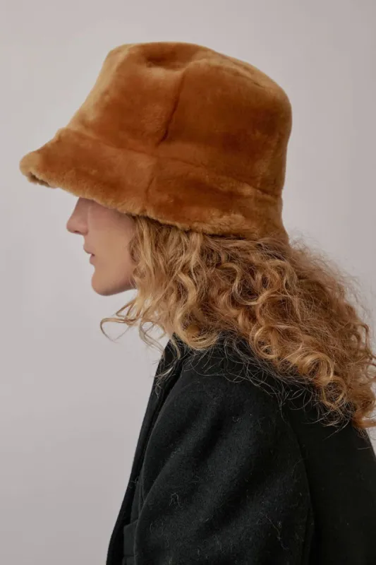 Muhlbauer Pol Bucket Hat in Gold Lambskin sold by No. 6