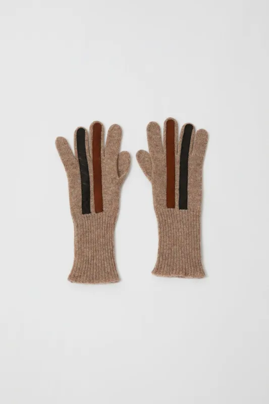 Exquisite J Striped Gloves in Oatmeal made by No. 6