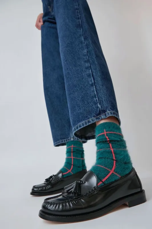 Exquisite J Mohair Plaid Socks in Bottle made by No. 6