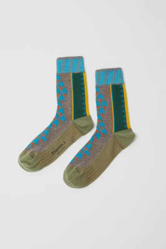 Exquisite J Graphic Socks in Grey sold by No. 6