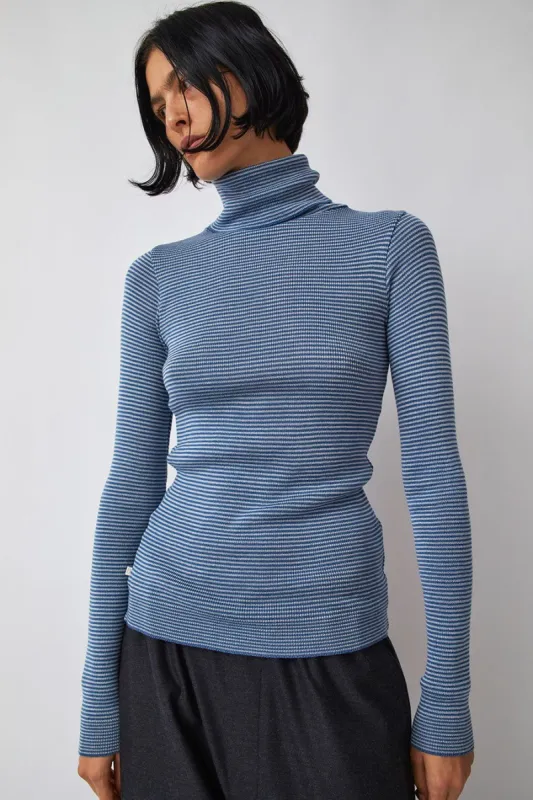 Modus Vivendi Alpha Rollneck Sweater in Off White Blue Stripes made by No. 6