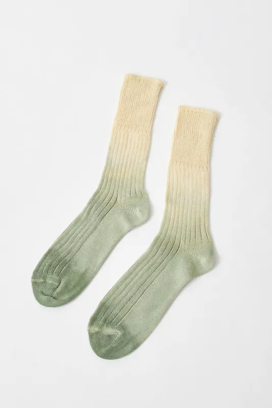 YMC Dip Dye Sock in Green made by YMC