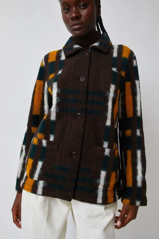 YMC Labour Chore Jacket in Brown Multi made by YMC