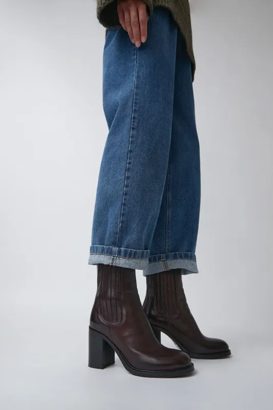 No.6 Pull on Round Toe Heeled Boot in Bordeaux sold by No. 6