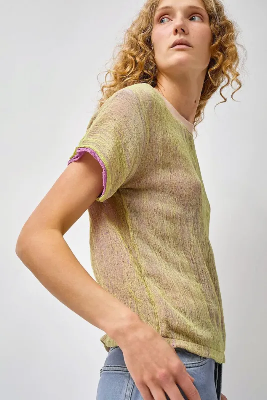 Halo Labels Gauze T-Shirt in Weed sold by No. 6