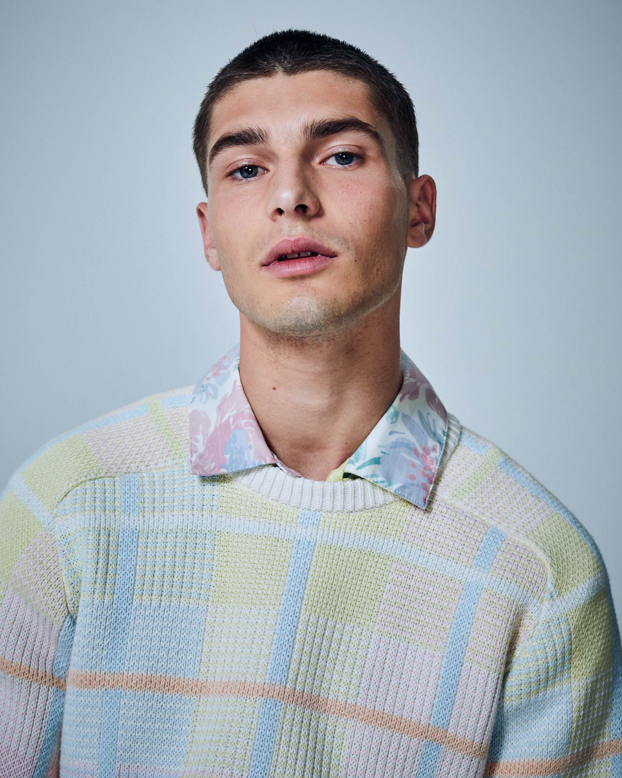 Pastel Plaid Cotton Sweater sold by Noah NYC product image thumbnail 4