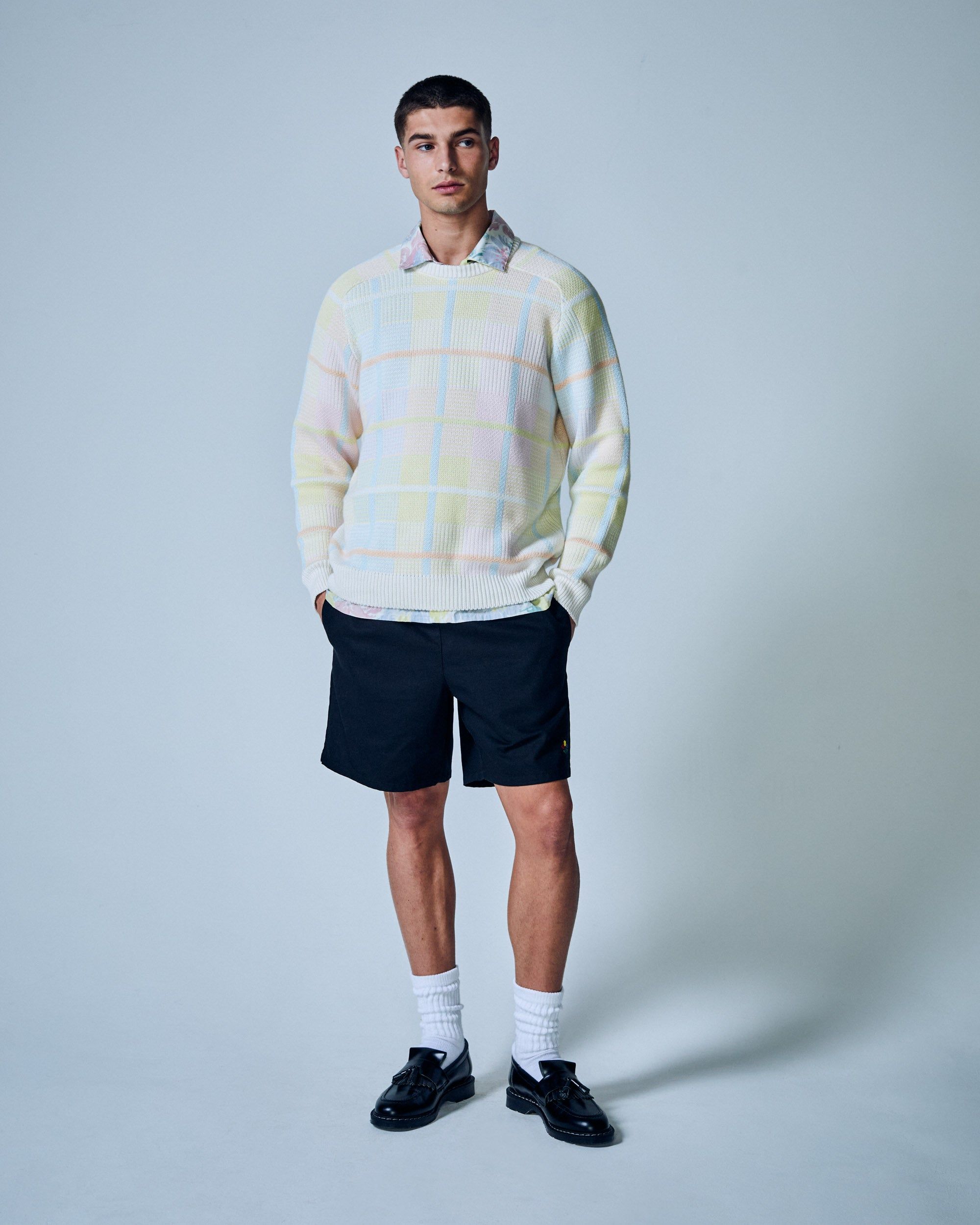Pastel Plaid Cotton Sweater sold by Noah NYC product image thumbnail 2