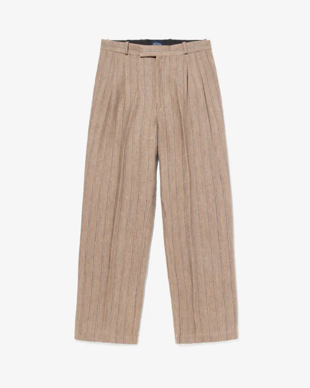 Linen Double-Pleat Trousers sold by Noah NYC