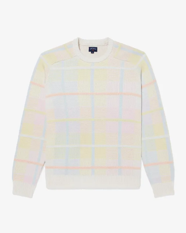Pastel Plaid Cotton Sweater made by Noah NYC