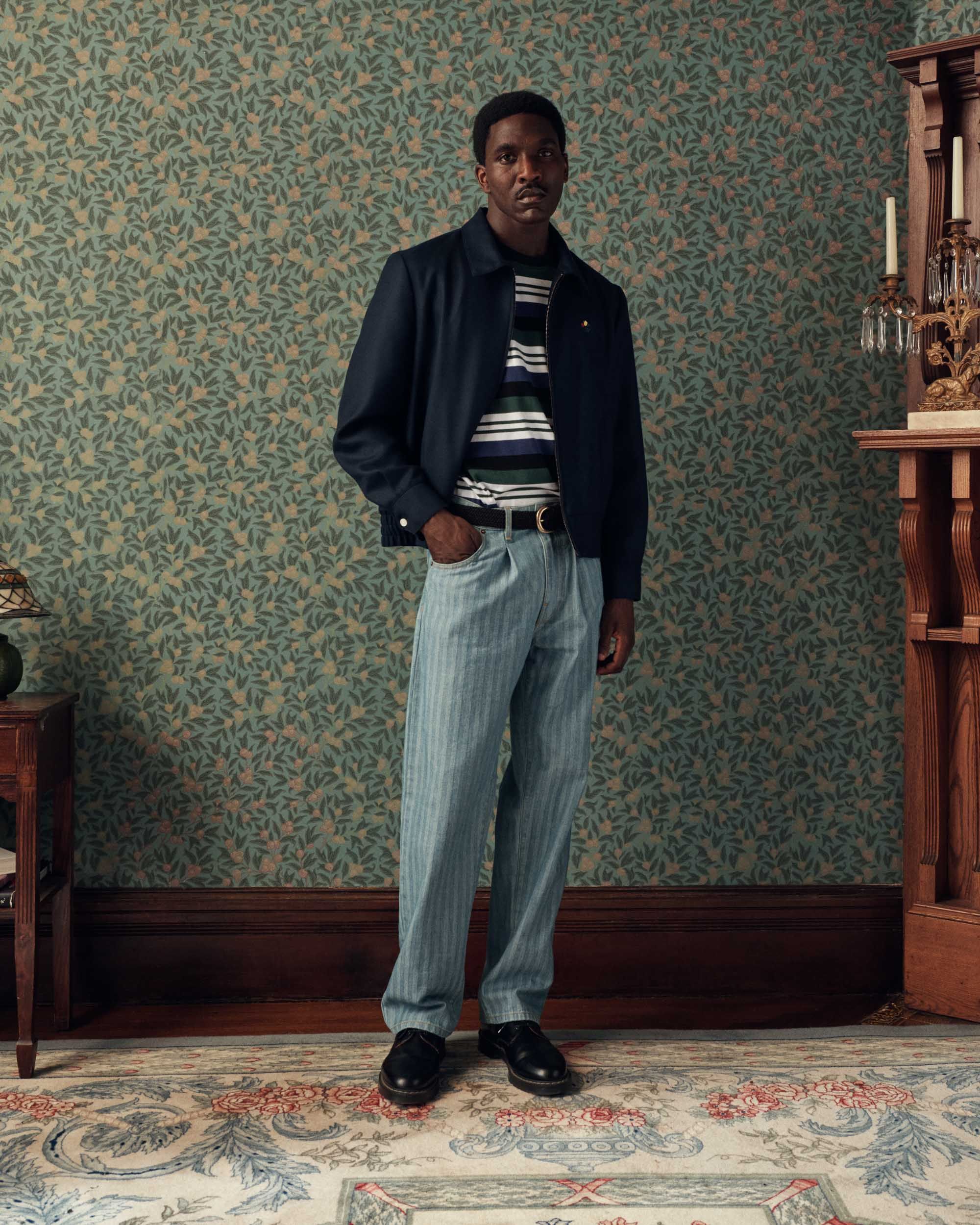 Pleated Herringbone Jeans sold by Noah NYC product image thumbnail 5