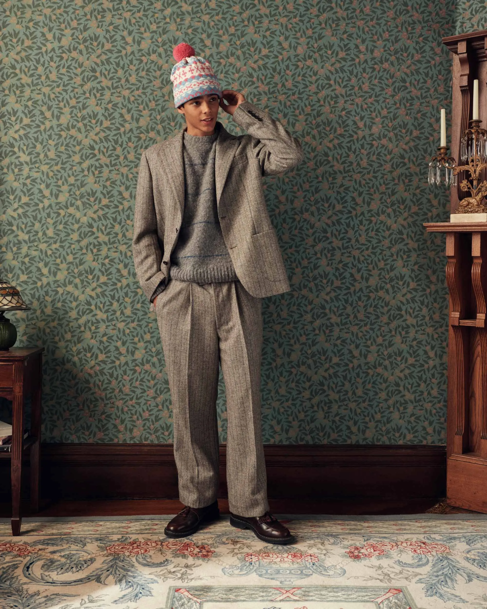 Herringbone Single-Pleat Suit Pant sold by Noah NYC product image thumbnail 5