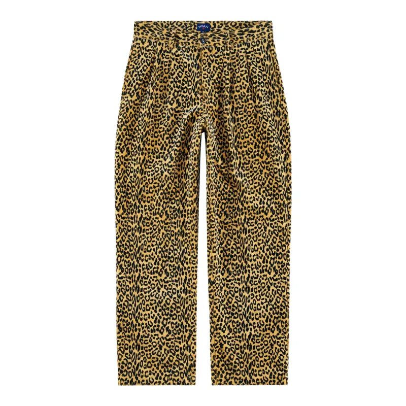 Leopard Double-Pleat Corduroy Trousers sold by Noah NYC