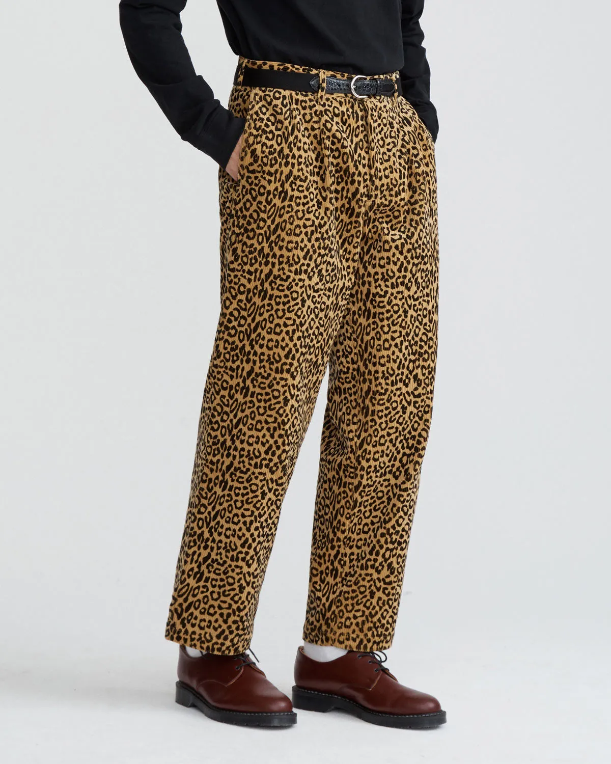 Leopard Double-Pleat Corduroy Trousers sold by Noah NYC product image thumbnail 4