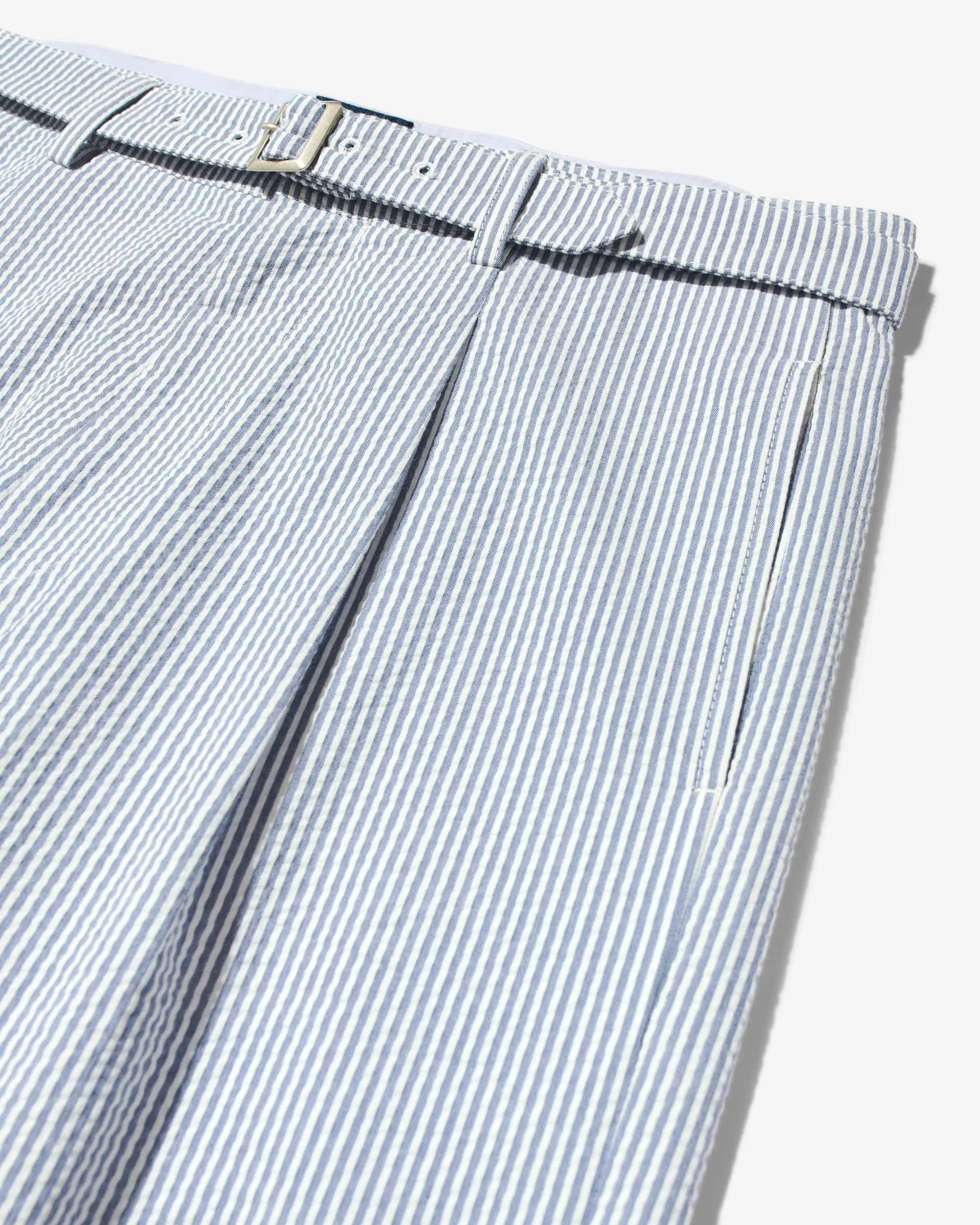 Seersucker Belted Single-Pleat Trousers sold by Noah NYC product image thumbnail 3