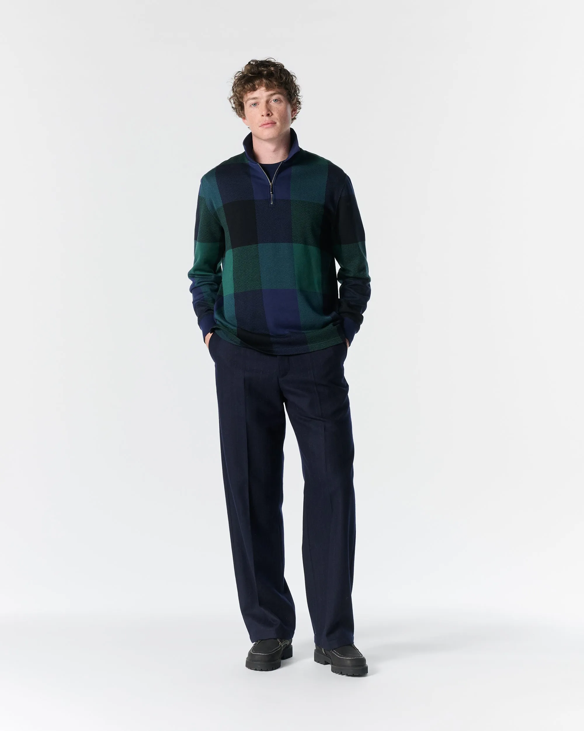 Buffalo Plaid Zip Polo sold by Noah NYC product image thumbnail 5