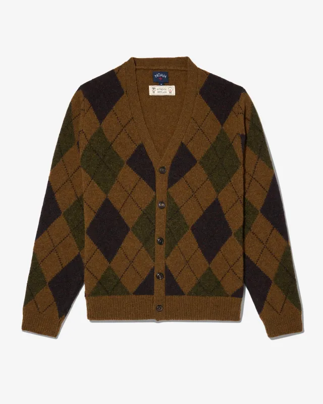 Argyle Shetland Cardigan sold by Noah NYC